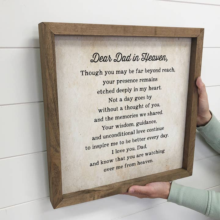 Hangout Home - Wholesale Sign - Dear Dad in Heaven - Father's Day Wood Sign - Gift Message2