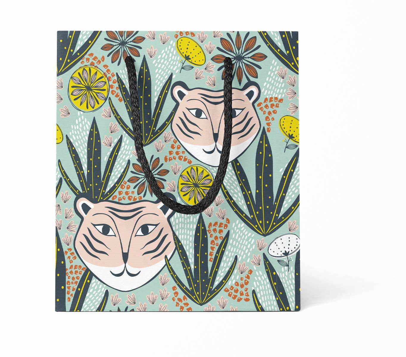 Amicreative - Vendita all'ingrosso Buste regalo - Borsa Regalo Media Mod Tiger – Design Giungla Giocosa