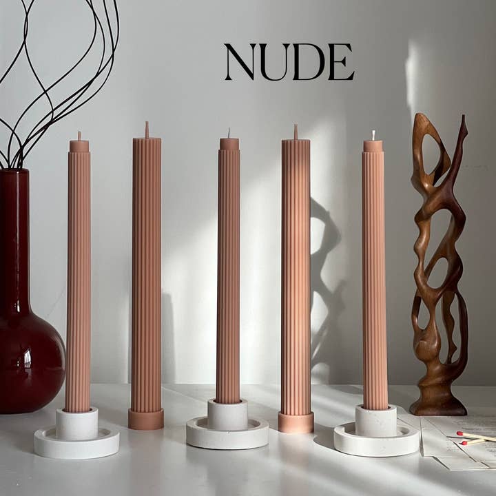 Estelle Studio - Wholesale Tapered Candle/Candlestick - Ribbed Taper Candle