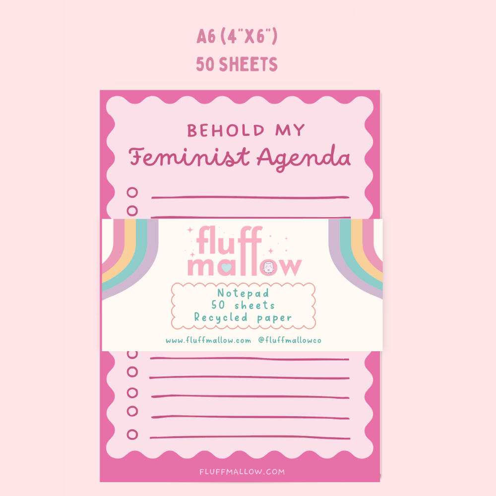 Fluffmallow (Custom duties for USA are pre-paid by us) - Wholesale Notepad - A6 Feminist Agenda Notepad (4"x6")1