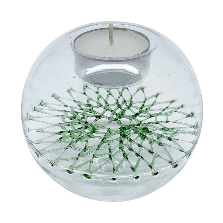 bougie chauffe-plat avec filet grand, vert pour la vente par FW-Glas