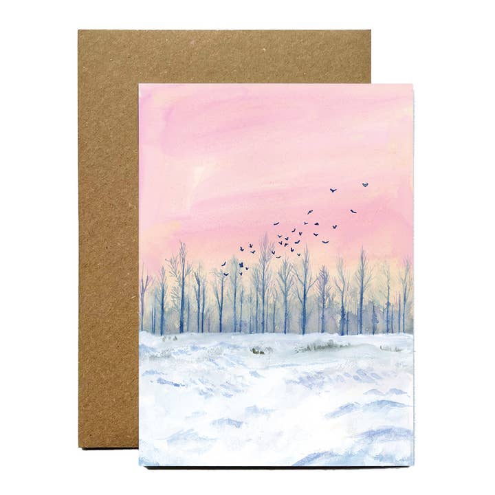 Carte de vœux de Noël, carte de Noël avec neige pour la vente par Jenny Vellacott