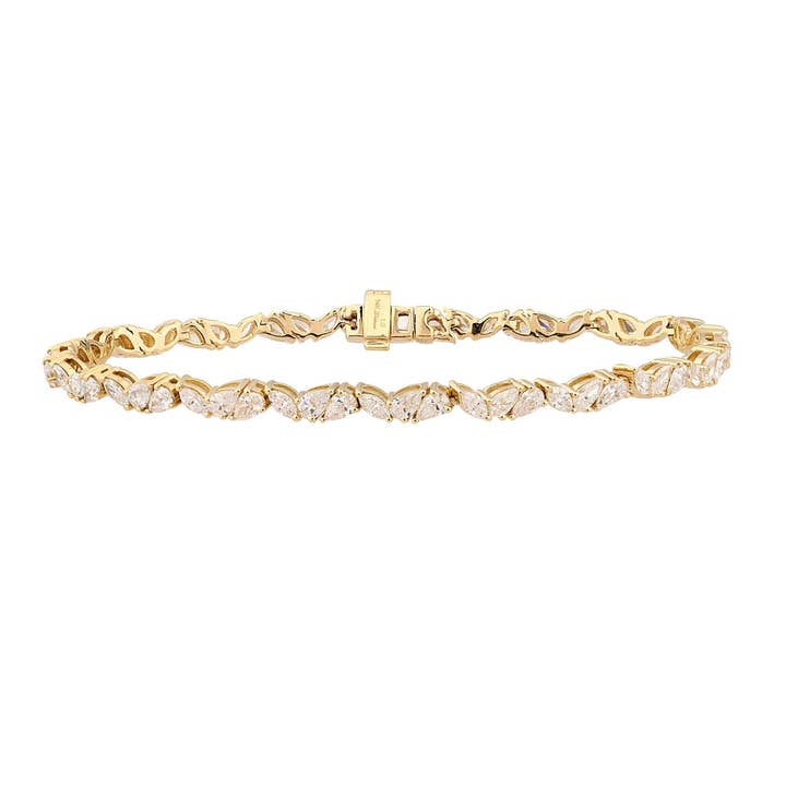 4.15 CTW Marquise & Pear Cut VS Lab Grown Gold Bracelet 14Kt for wholesale by White Rock