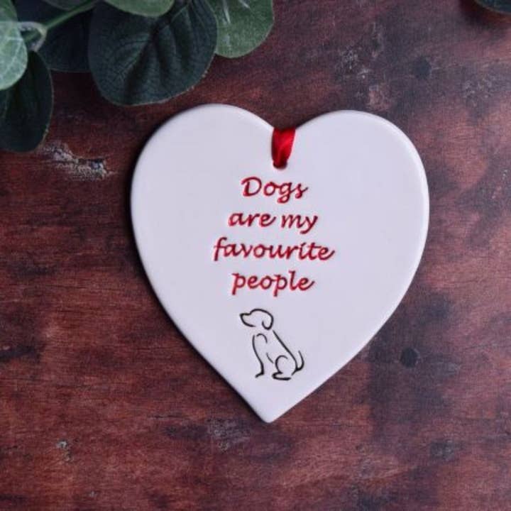 Broadlands Pottery – wholesale Ornament – Pets - Dogs are my favourite people - Handmade ceramic heart1