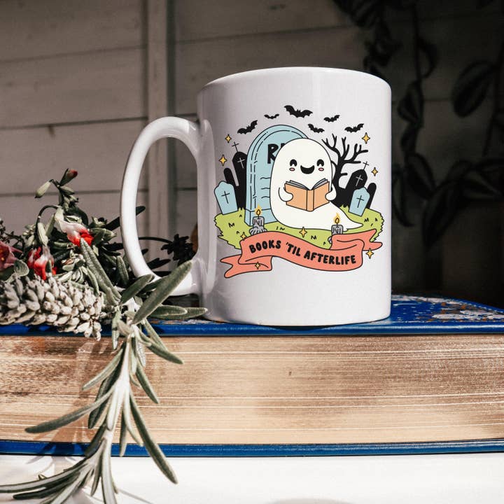 CrescentCatCo - Wholesale Coffee Mug - Books till After life Spooky Cute Halloween Coffee Cup