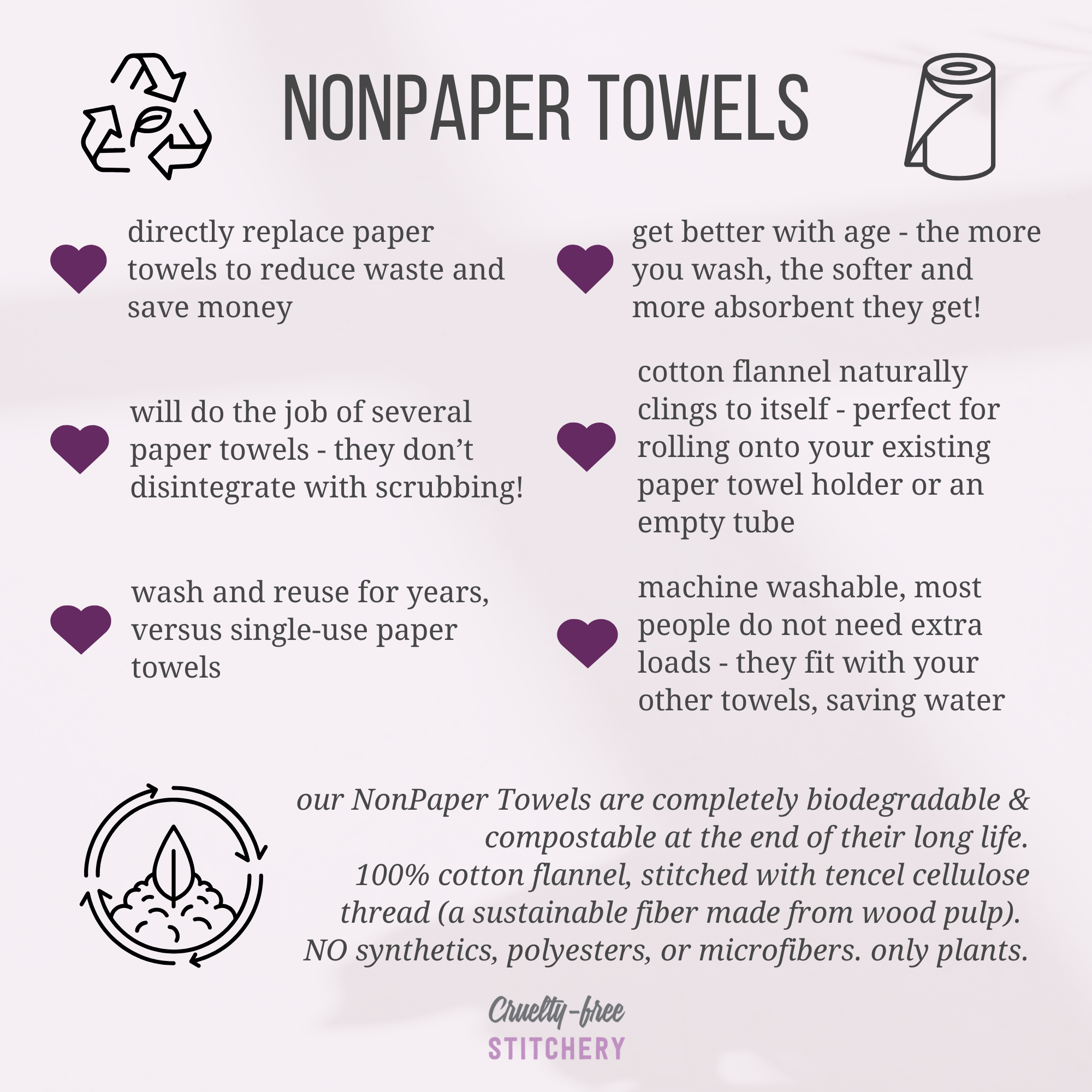 Cruelty-Free Stitchery - Vente Chiffons de nettoyage - Essuie-tout - Imprimés assortis3
