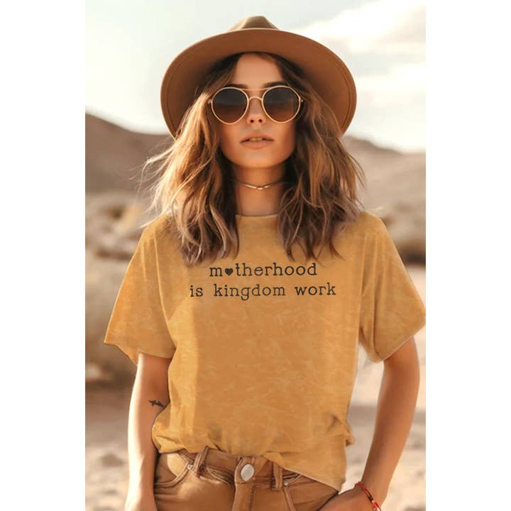HRTandLUV - Wholesale T-Shirt (Graphic) - Women's - MOTHERHOOD IS KINGDOM WORK MINERAL GRAPHIC TOP