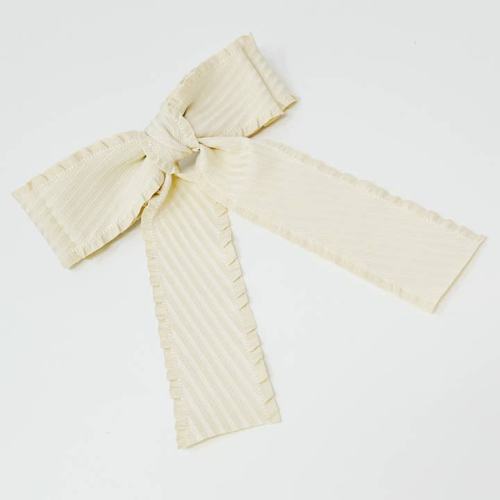 Ellison+Young - Wholesale Hair Clip - Women's - Frilled and Textured Doubled Bow Hair Clip