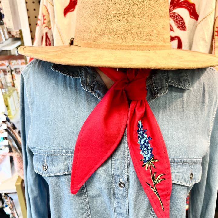 The Funky Soul - Wholesale Scarf - Women's - Bluebonnet Embroidered Ascot Scarf3