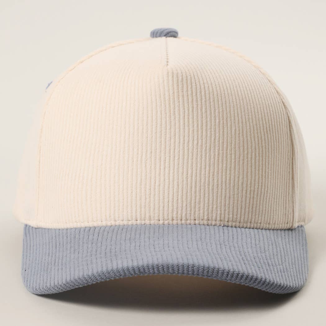 Fashion City - Wholesale Baseball Cap - Unisex - Plain Two Tone Corduroy 5 Panel Trucker Hat53