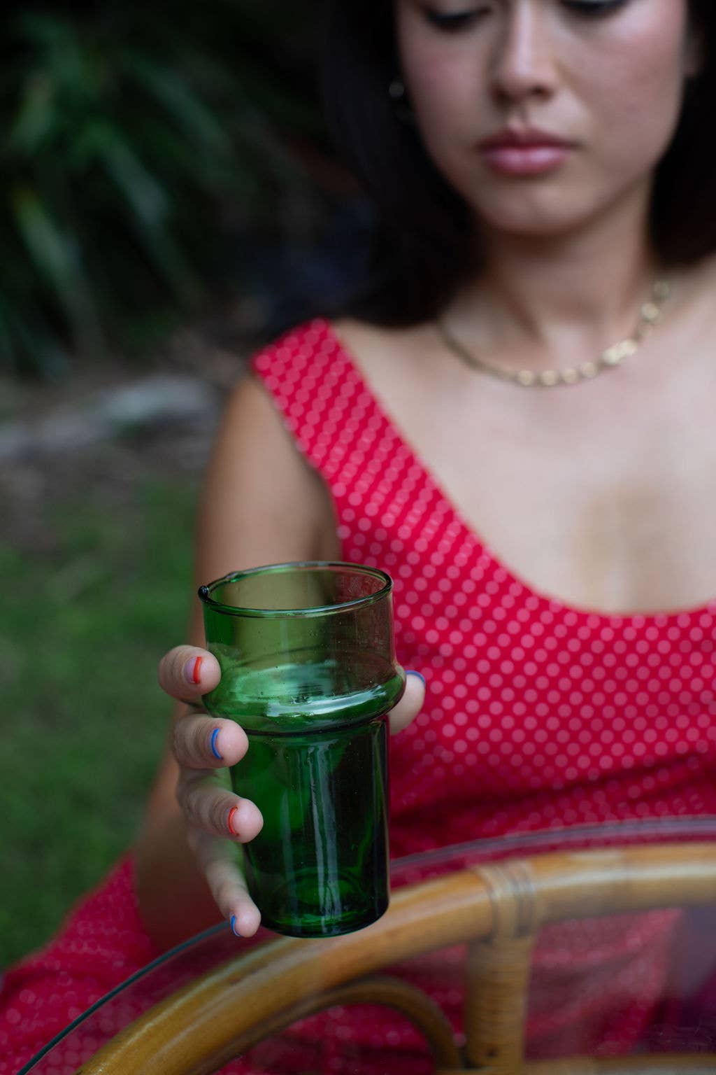 Voyage - Wholesale Drinking Glass/Cup - Moroccan Palm Green Beldi Glass (24)8