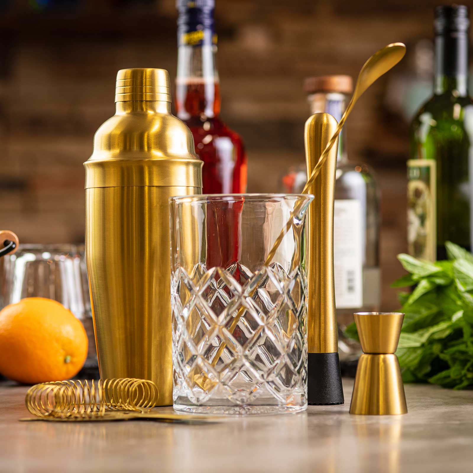 TableCraft Products Company - Wholesale Bar Tool - 5-Piece Bar Kit, Gold PVD Stainless Steel3