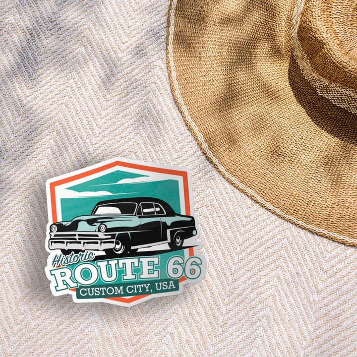 Sentinel Supply - Wholesale Sticker - Custom Route 66 Stickers - Name Drop Vintage Car Decals4