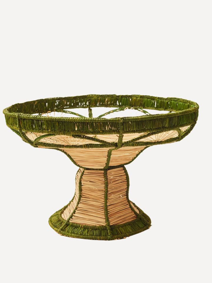 Deco Pedestal Fruit Bowl, Green for wholesale by CasaLatina