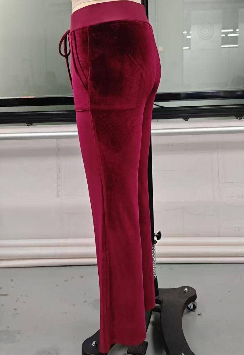 HIDDENBRAND - Wholesale Pants - Women's - Fall vintage elastic waist velvet flare pants4