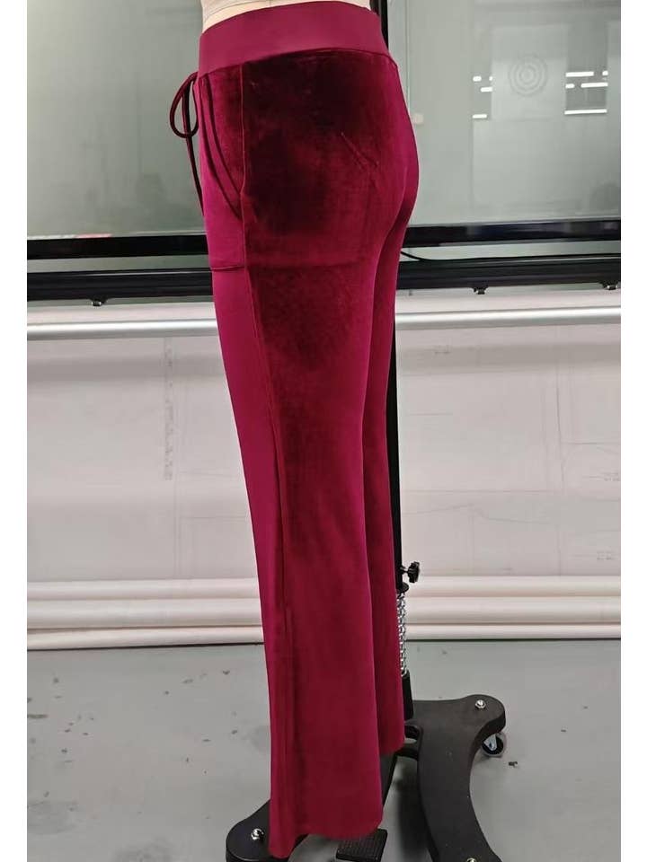 HIDDENBRAND - Wholesale Pants - Women's - Fall vintage elastic waist velvet flare pants4