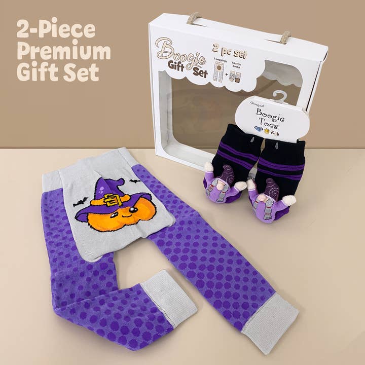 Witch & Pumpkin 2-Pc Boogie Toes & Tight Baby Gift Set 18M for wholesale by Boogie Toes