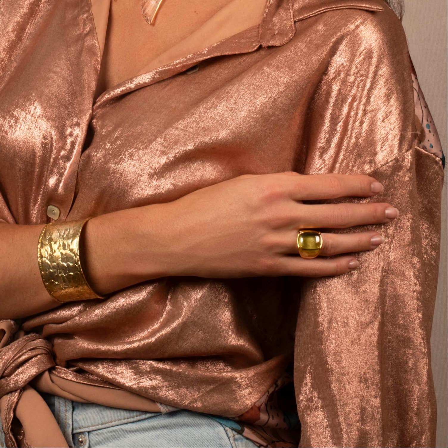 NIIKI PARIS – wholesale Cocktail/Statement Ring – Bonnie grön ametist - justerbar ring NCR1213GA1