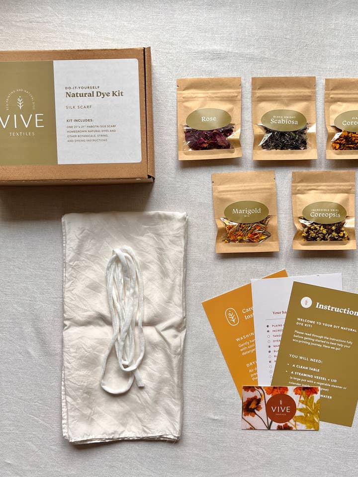 Botanical Dye Kit - Silk Scarf + Real Flowers for wholesale by Vive Textiles
