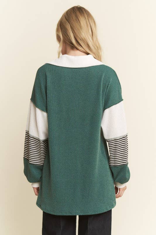 HEIMISH – Großhandel Tunika – Damen – ET7782-11 FARBBLOCK KRAGEN URBAN RIPPENOBERTEIL4