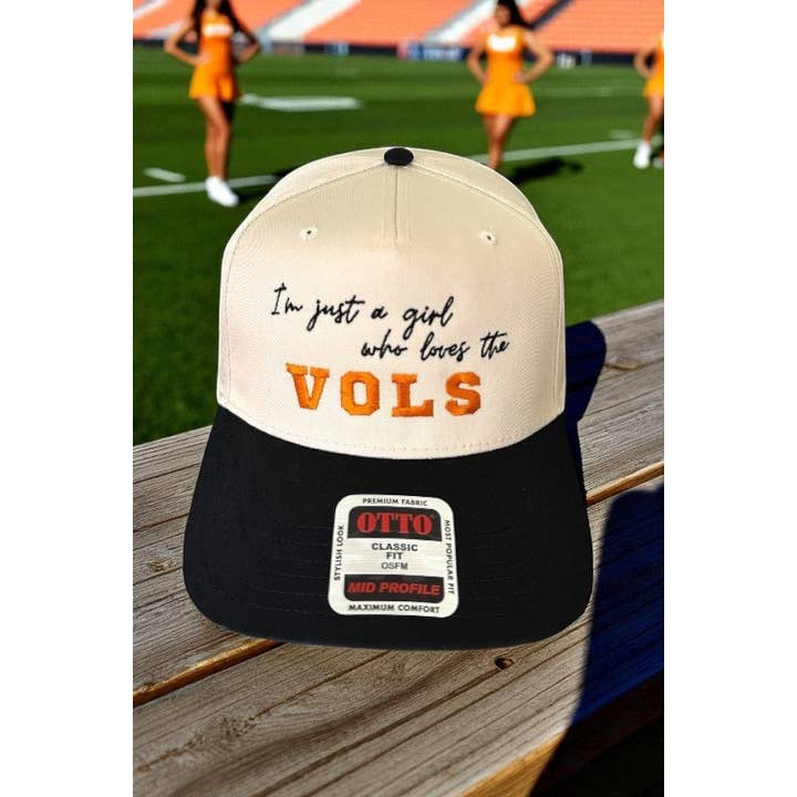 Nash Grey - Wholesale Trucker Hat - Women's - Vols I’m Just a Girl Natural/Black Embroidered Hat