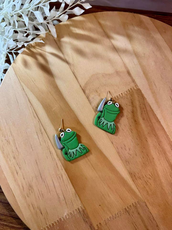 Sjove frø øreringe af polymerler for engroshandel hos Watch Me Bloom