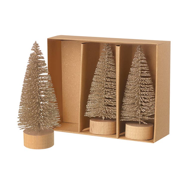 GOLD CHRISTMAS BRUSH TREE SET for wholesale by Heaven Sends