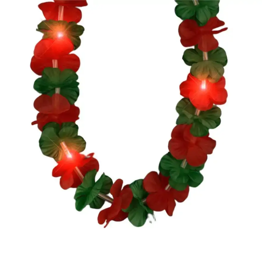 Blinkee.com, LLC – wholesale Light-up toy – Kids & baby – Light Up Hawaiian Flower Christmas Lei Necklace Red Green1