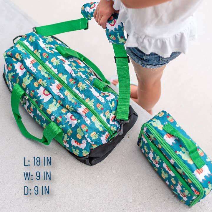 Wildkin - Wholesale Weekender Bag - Kids - Llamas and Cactus Green Overnighter Duffel Bag4
