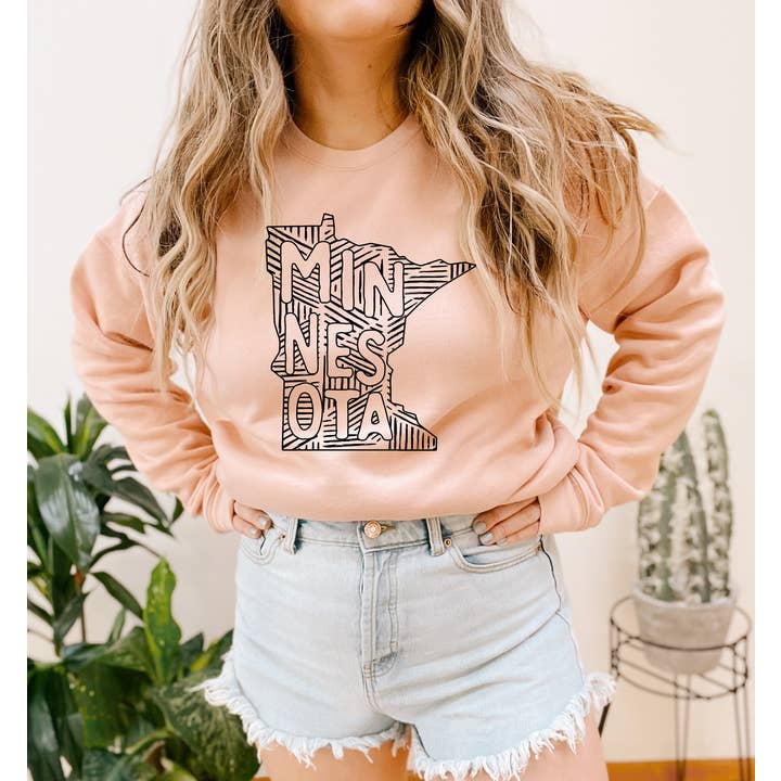 Rosa Mae Co - Wholesale Graphic Sweatshirt - Women's - Bella Canvas Minnesota Crewneck Fleece Sweatshirt