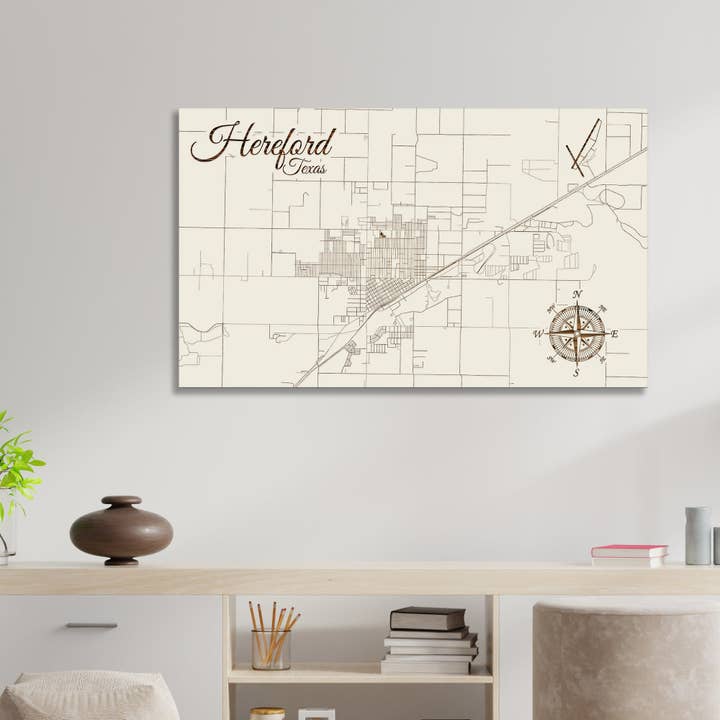 Texas: Hereford Street Map for wholesale by Fire & Pine