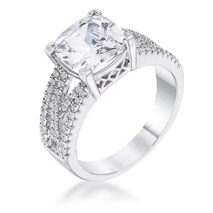 3ct Elegant Rhodium Plated Criss-cross Clear CZ Engagement Ring for wholesale by JGoodin