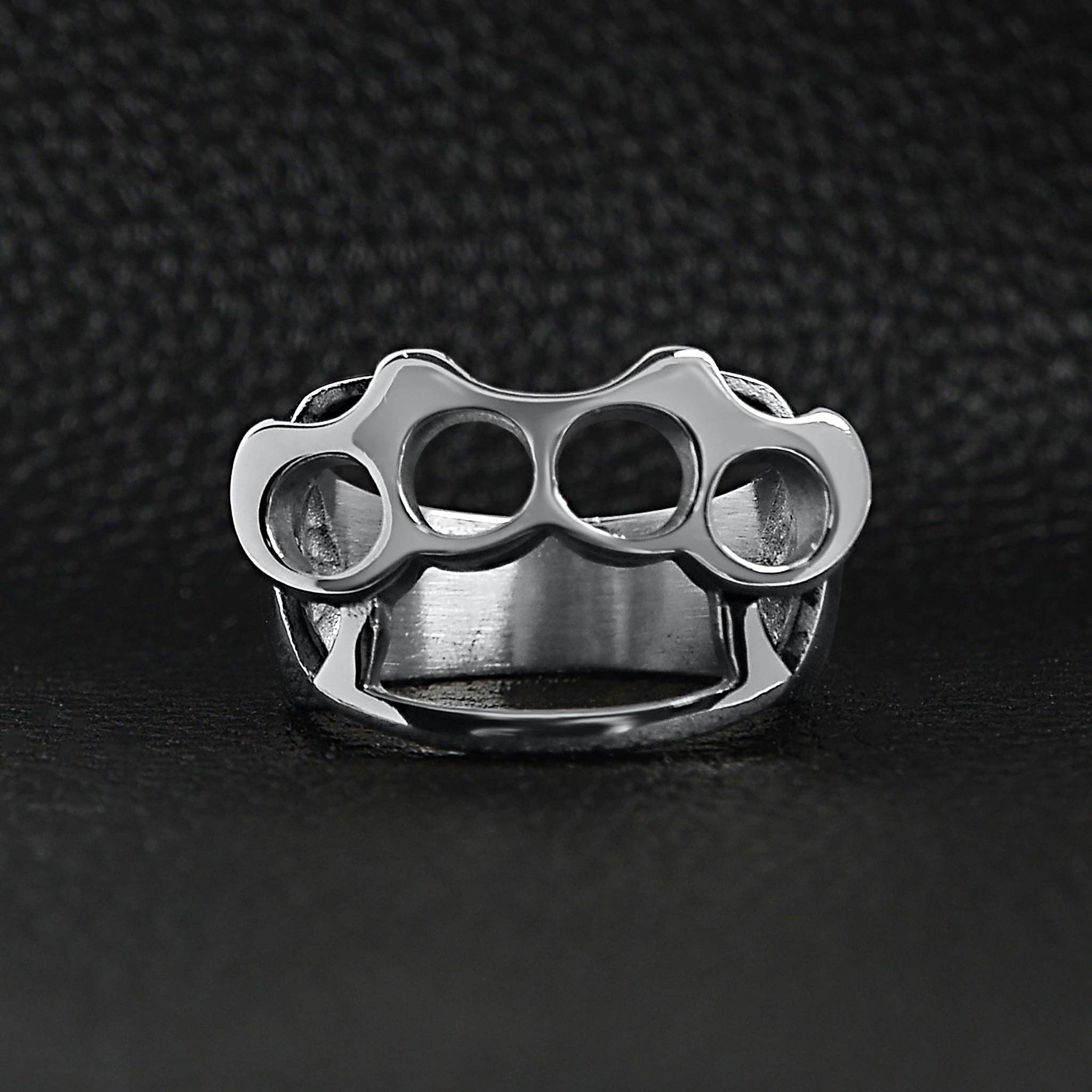 WJW - Wholesale Cocktail/Statement Ring - Stainless Steel Polished Knuckle Duster Ring3