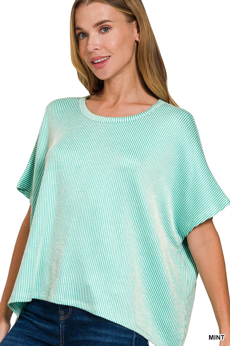 42POPS - Venta al por mayor Jersey corto de punto - Mujer - Top de canalé de cordón a rayas de espiga oversize16