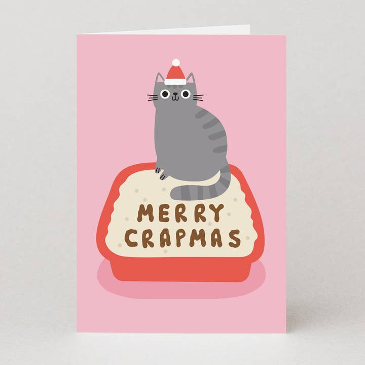 Merry Crapmas Christmas Card | Christmas Card from the Cat for wholesale by Studio Boketto