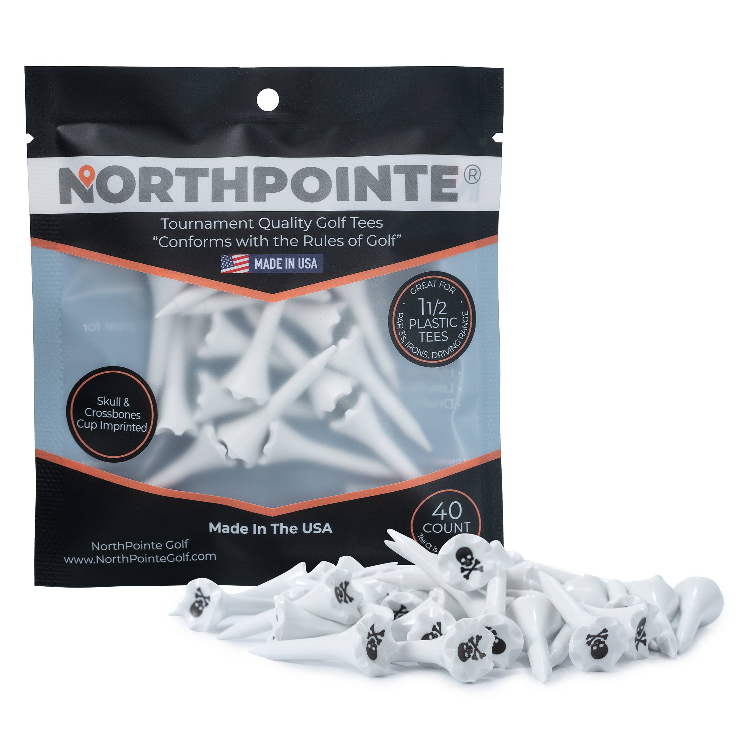 NorthPointe Golf - Wholesale Sports & Outdoor - Skull & Crossbones Cup Imprinted Golf Tees