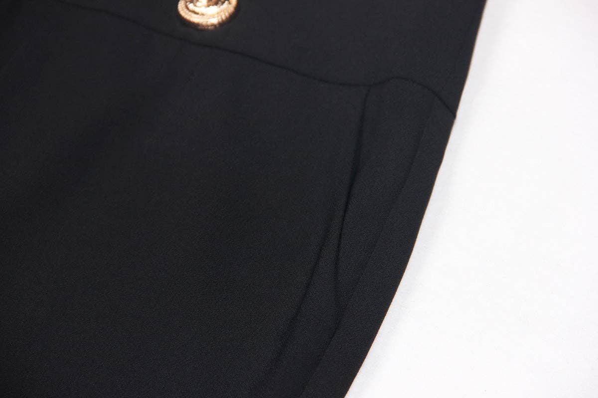 Sort M82 Højtaljede Draperede Vidde Flared Bukser for engroshandel på Faire6