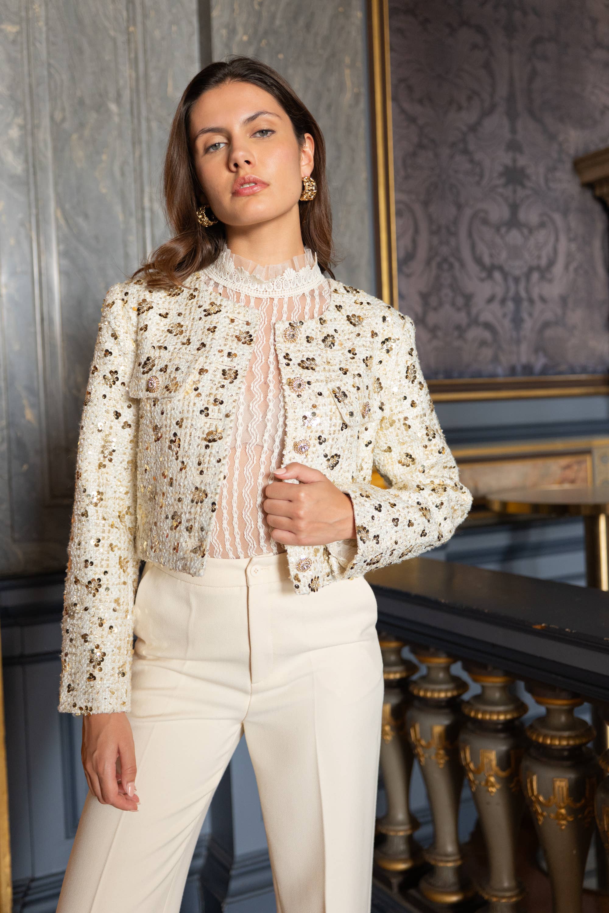 CHOKLATE PARIS - Wholesale Jacket - Women's - Jenny short sequin tweed jacket - CK08346-54