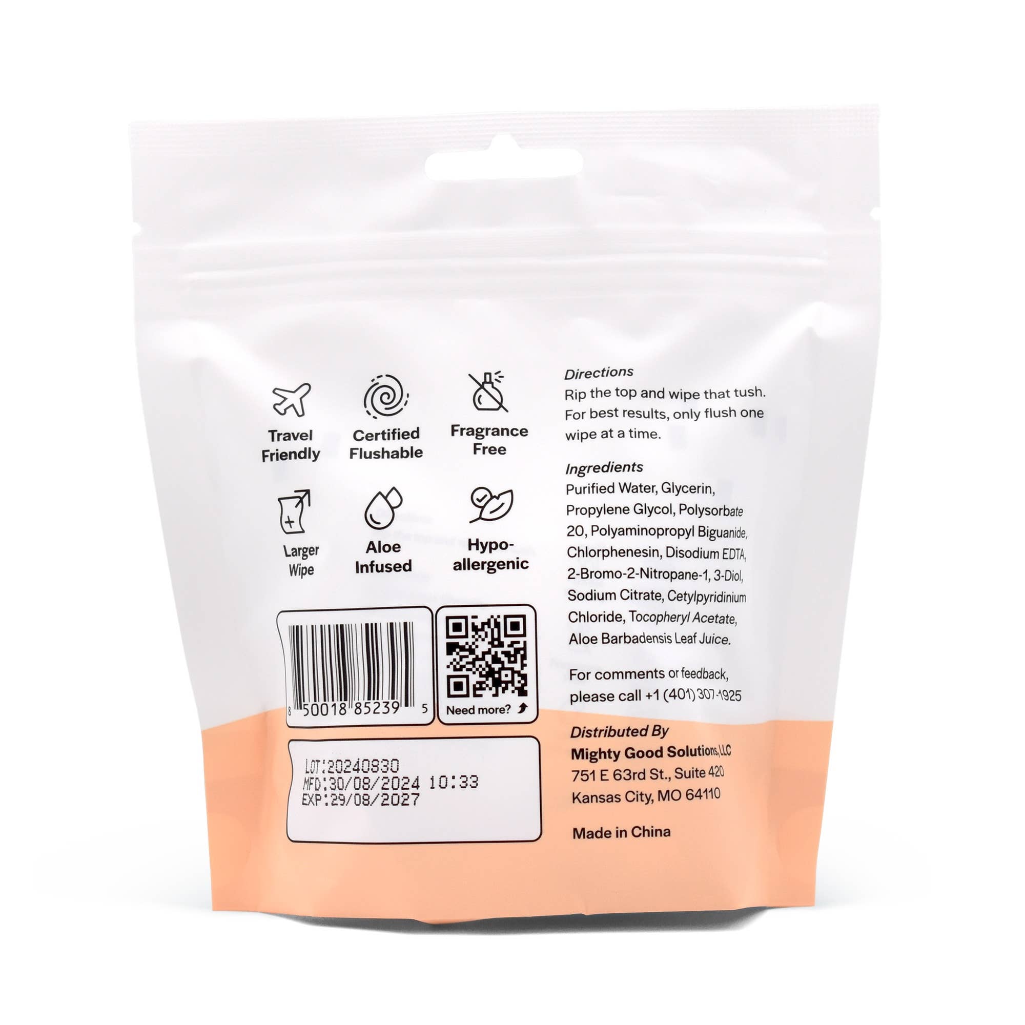 Mighty Good Solutions - Wholesale Intimate Cleanser/Wipe - Wipe That Tush Single Use 10 Count (Case of 72)1