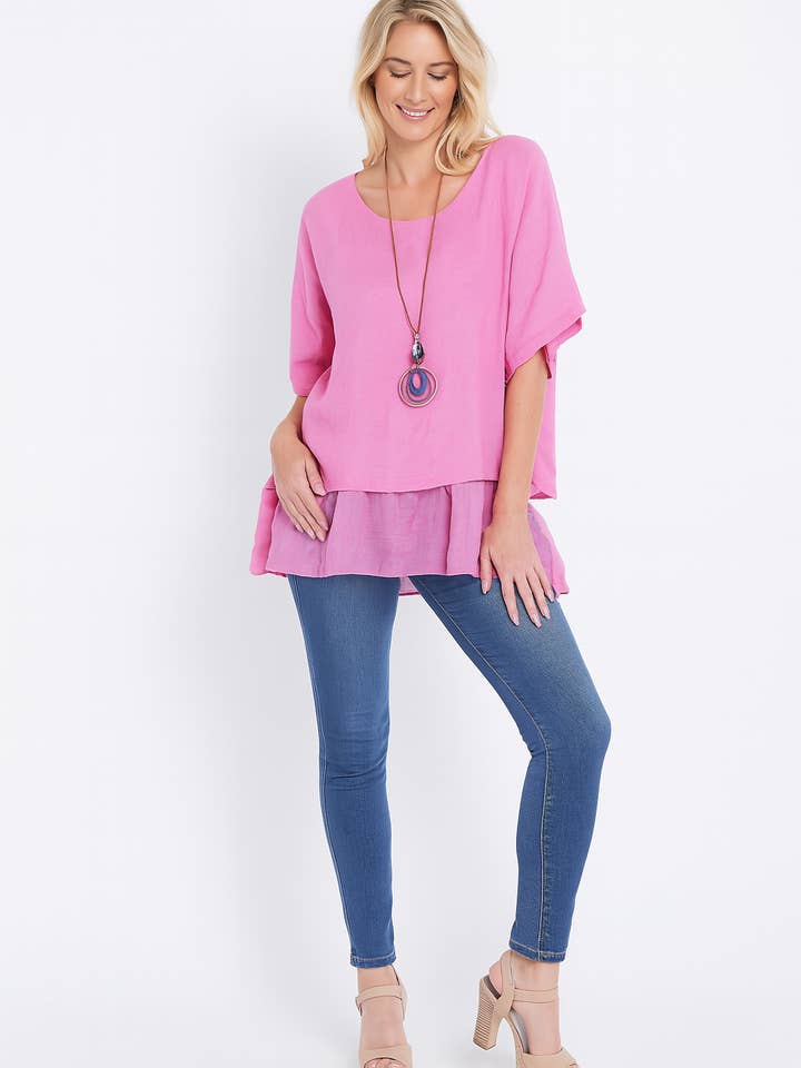 Italienisches leichtes, geschichtetes Leinen-Halskettentop für den Großhandel von Miss Bold