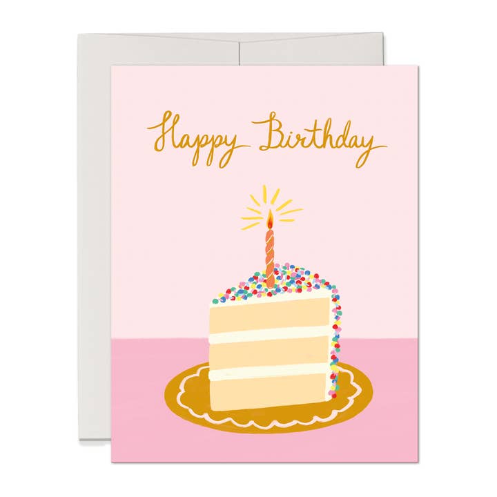 Birthday Cake Slice and Candle Card Happy Birthday Greetings for wholesale by Three Strands Design