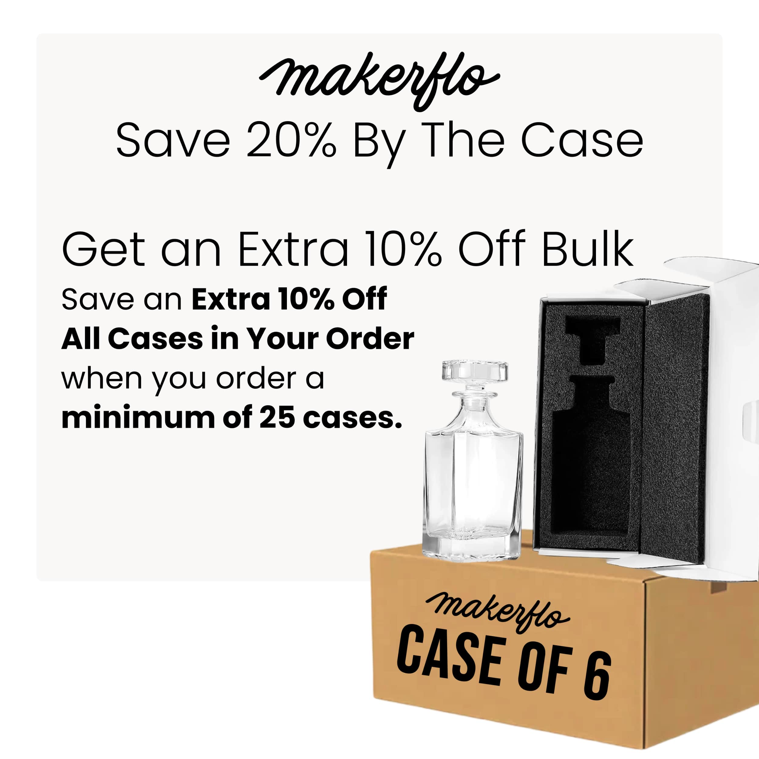 MakerFlo - Wholesale Decanter - Whiskey Decanter - Square - 750mL1