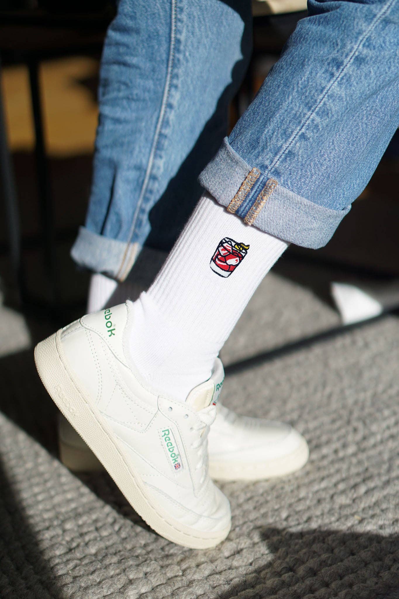 white Negroni | Embroidered organic cotton socks for wholesale on Faire3