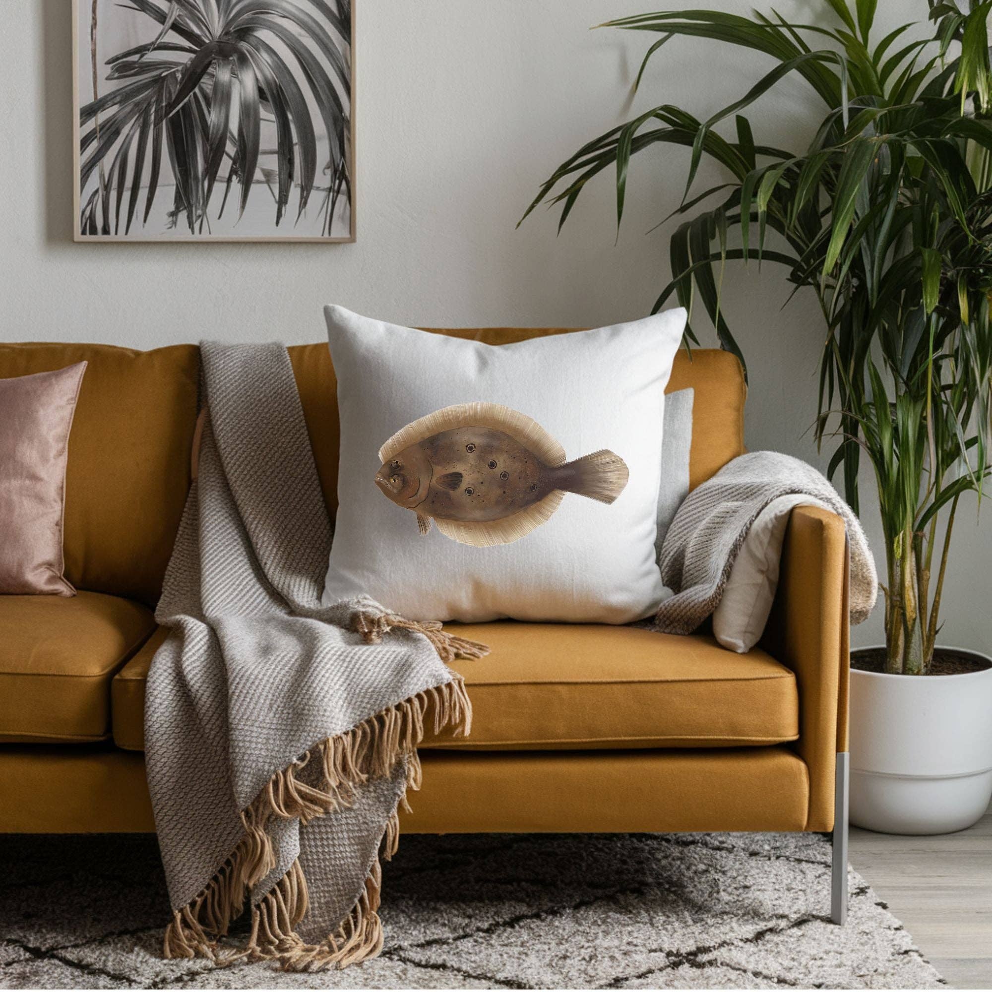 MerikaArt - Wholesale Throw/Decorative Pillow - Flounder Fish Pillow1