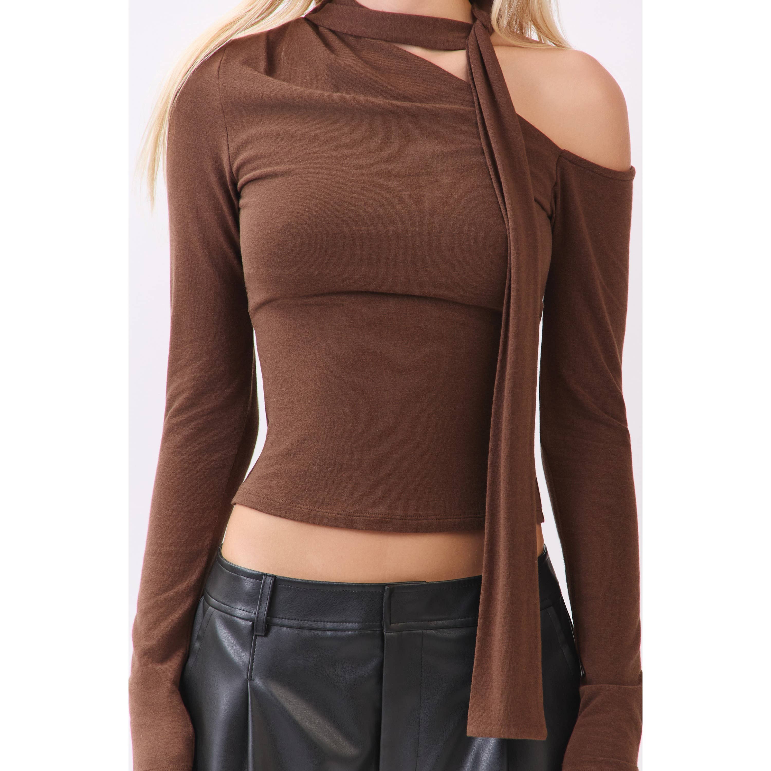 Honey Mango - Wholesale T-Shirt - Women's - Asymmetric Neckline Knit Top8