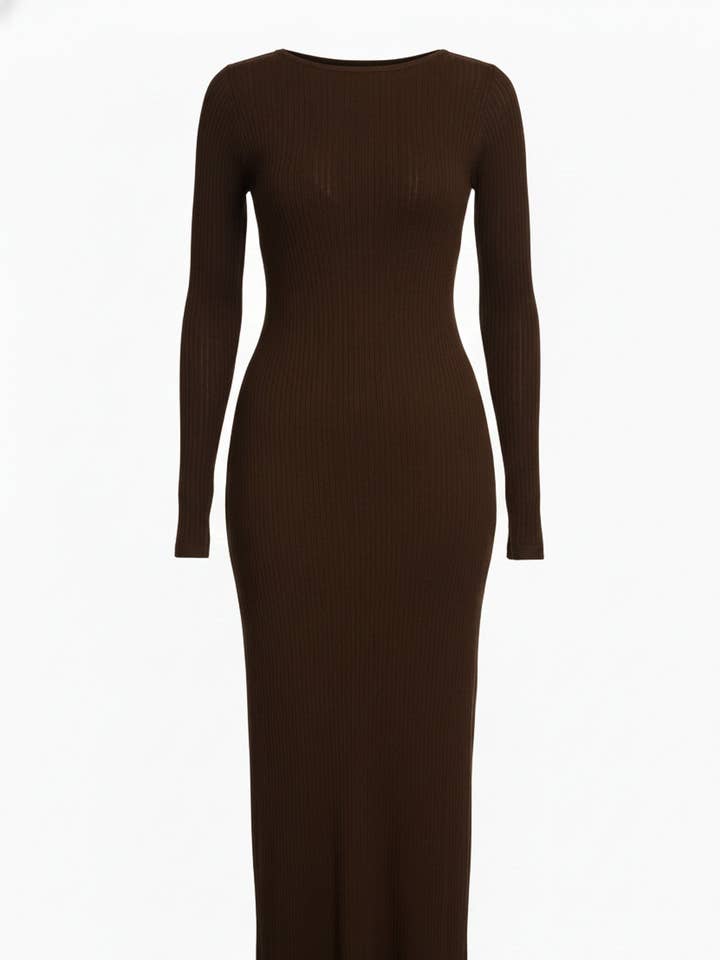 TENCEL-COTTON DRESS BROWN for wholesale by PURA Clothing