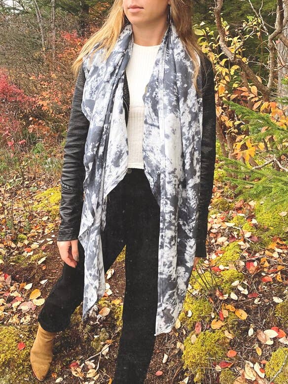 Silver Birch Silk Wool Blanket Scarf for wholesale by Explore Designs By Emelia Prince Ruyle