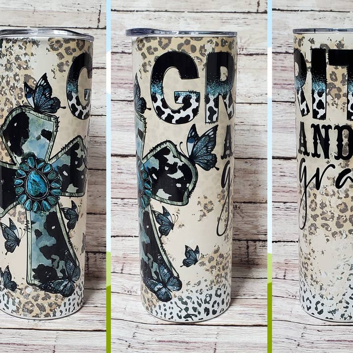 20 Ounce Tumbler~ GRIT AND GRACE for wholesale by Paxton's One Stop Shop LLC