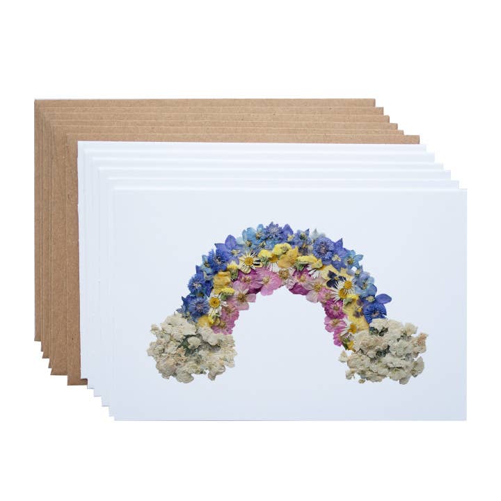 Rainbow, Pressed Flower Note Card Set *Discontinued for wholesale by Seek & Bloom Creative Co.