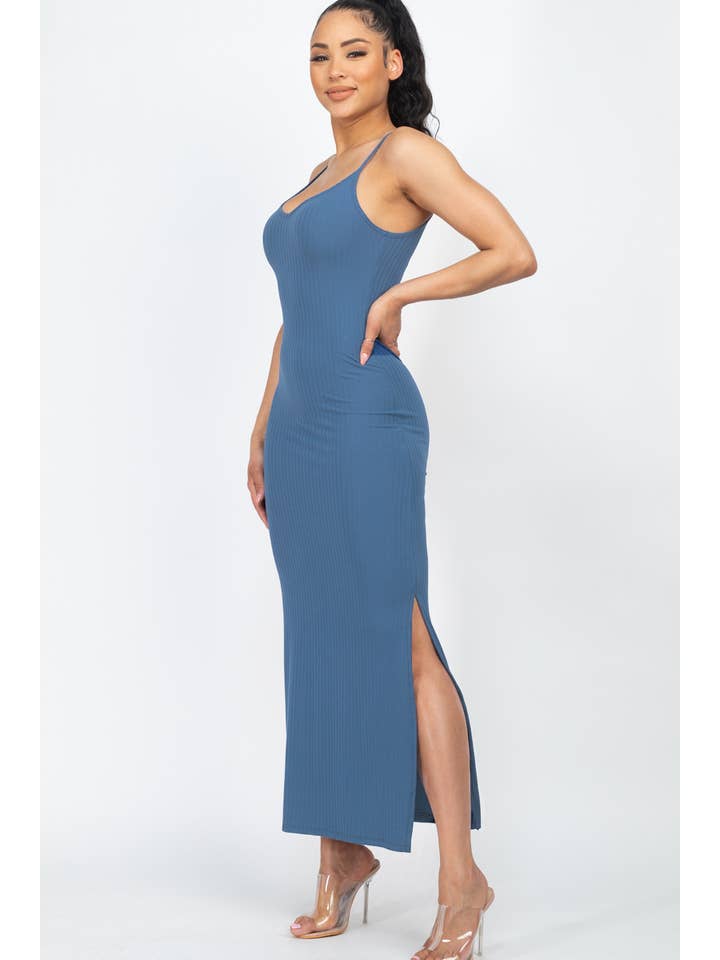 CAPELLA APPAREL - Wholesale Dress - Women's - Ribbed Side Slit Long Cami Dress36